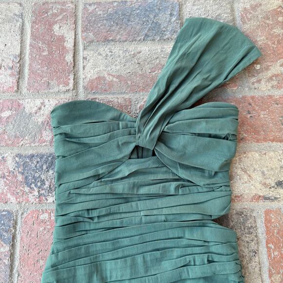 Zara Body-con Mini One Shoulder Dress Green Size M - Picture 2 of 4